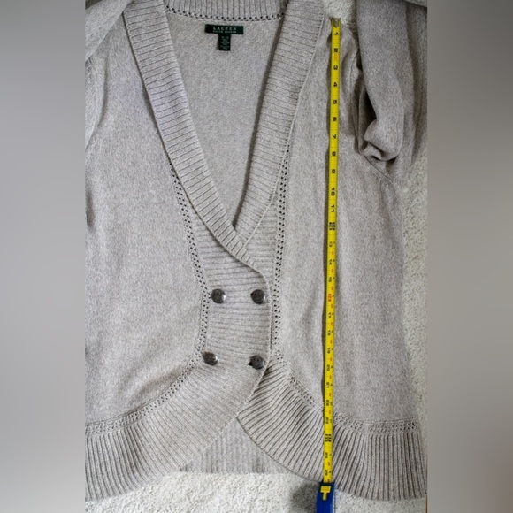 Lauren Ralph Lauren Double Breasted Shawl Collar Women’s Gray Cardigan Size L - Picture 4 of 8